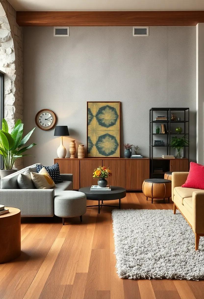 Integrating Shaggy Wool Carpets with Polished Hardwood Floors to Enhance Depth