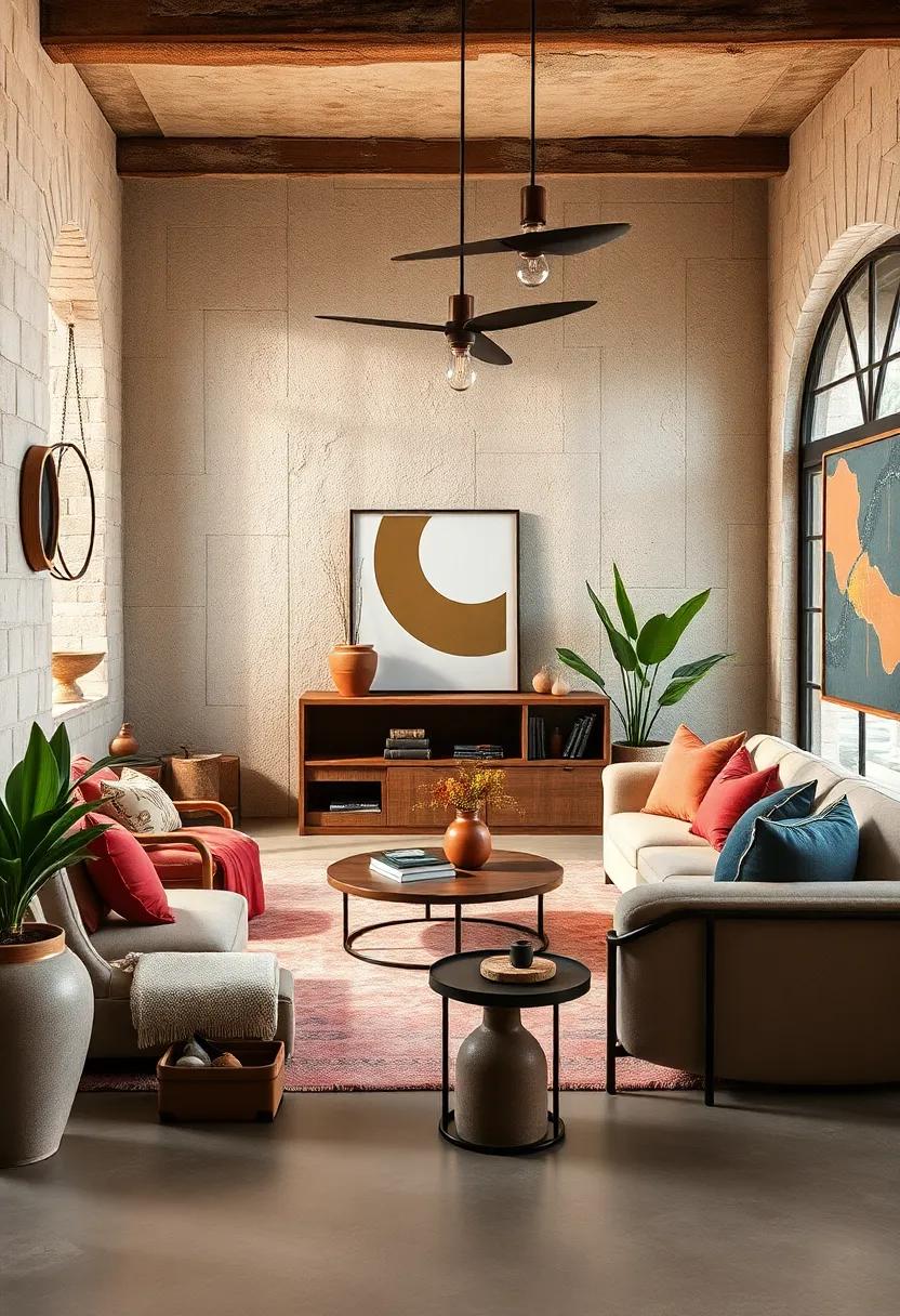 The Drama of Metallic Accents Paired with Earthy Clay in Dynamic Room Settings