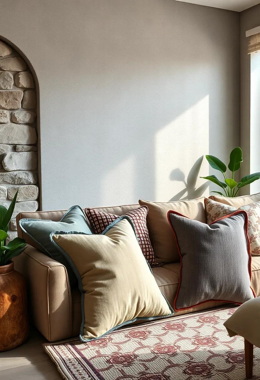 Contrasting Pillow Edging and Trims That Accentuate the Eclectic Room Narrative