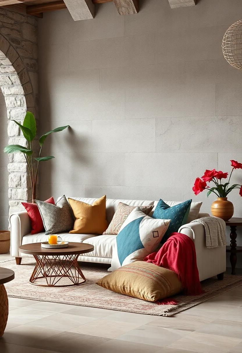 Soft Geometric Shapes Contrasted with Organic Prints To Elevate Eclectic Room Dynamics