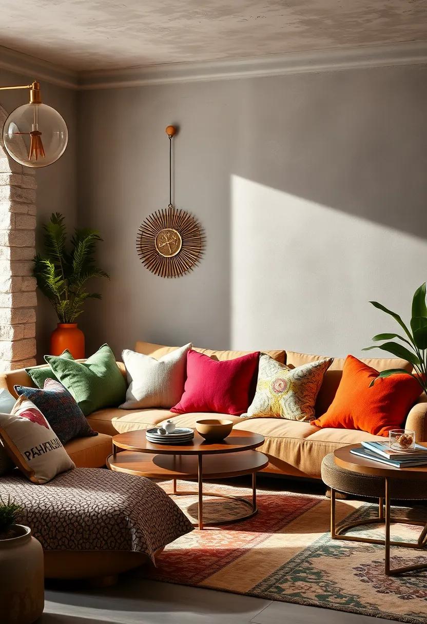 Subtle Ombre Effects Across Pillows That Create a Flowing Narrative In Eclectic Décor