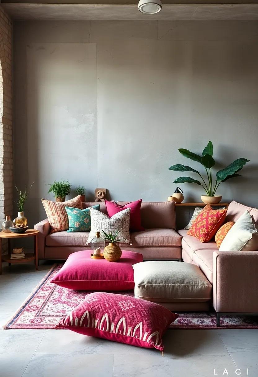 Subverting Expectations With Unexpected Pillow Shapes And Sizes In Contemporary Eclectic Spaces