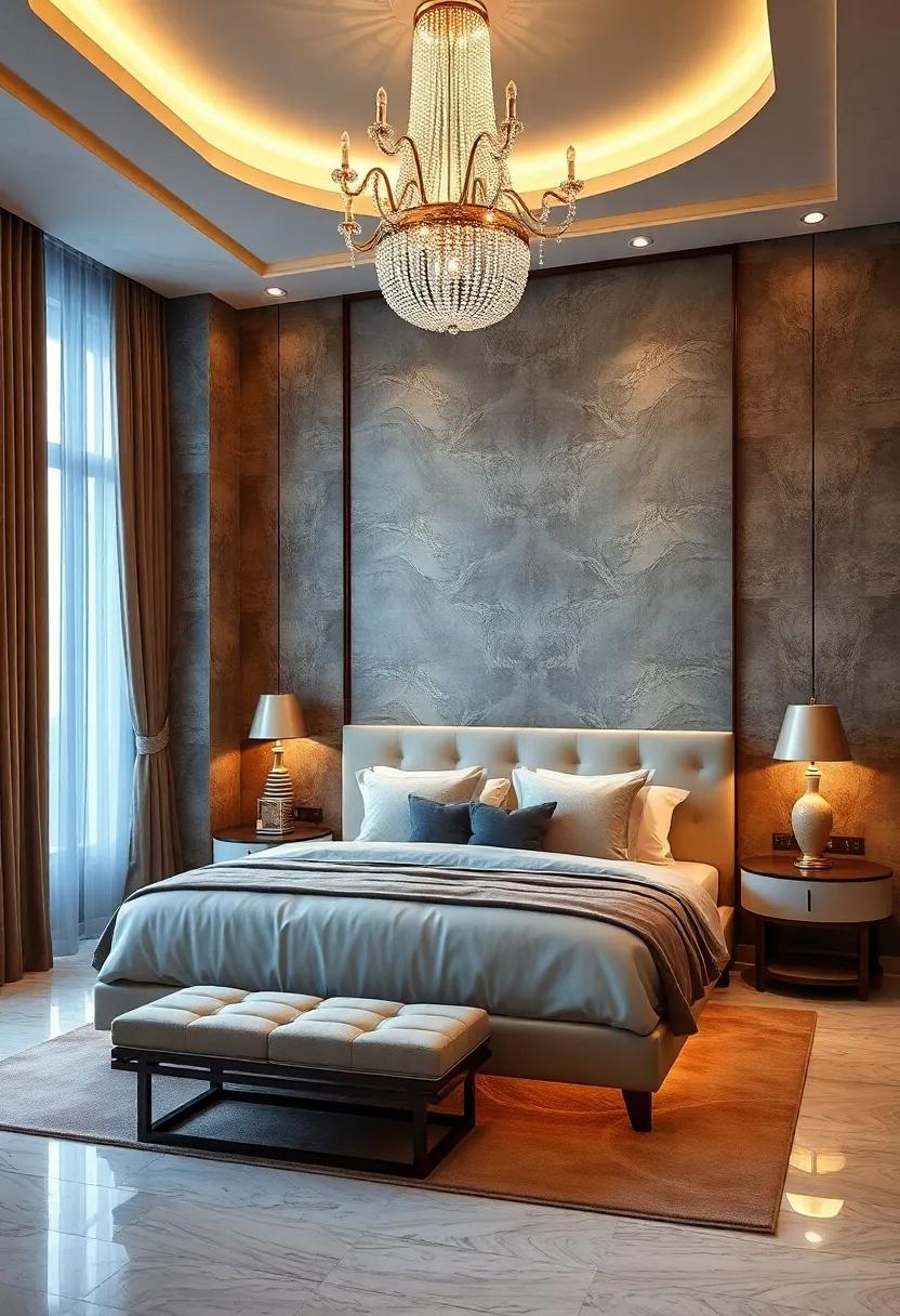 Refined Bedroom Lighting Designs With Crystal Chandeliers and Warm, Ambient Glow