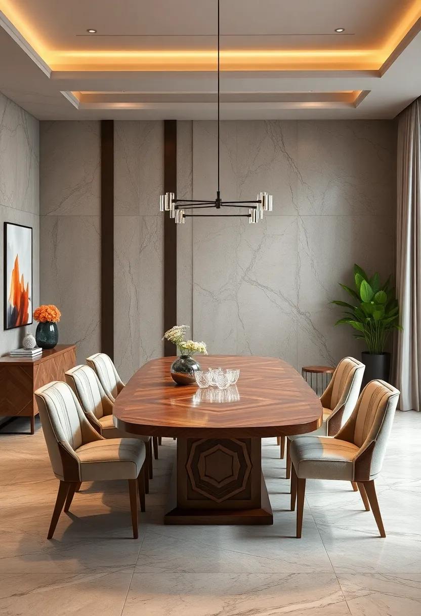 Art Deco Extendable Dining Tables Featuring Geometric Patterns and Rich Finishes for Glamorous Interiors