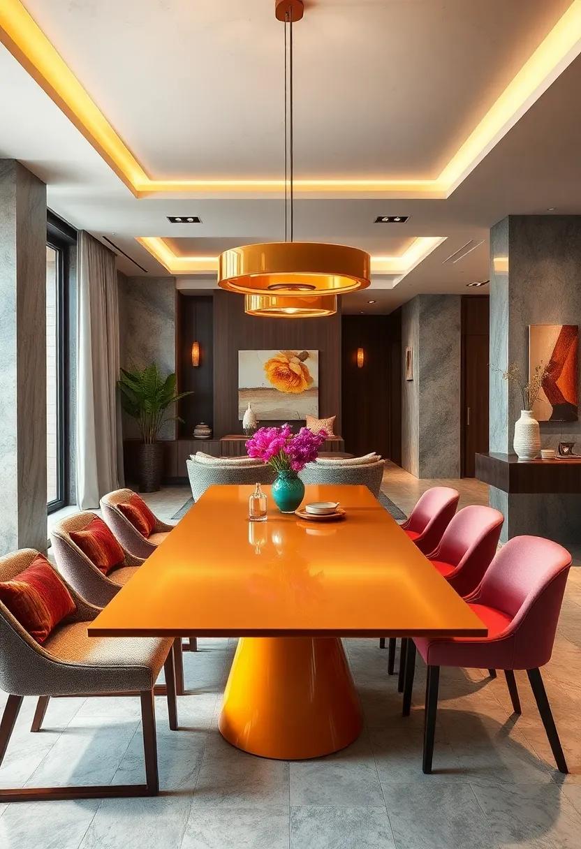 Bold Color Accents and High-Gloss Finishes on Extendable Dining Tables Bringing Vibrancy to Small Spaces