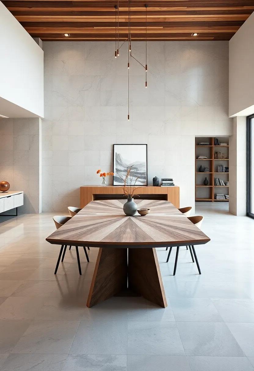 Extendable Tables With Symmetrical Origami-Like Surfaces That Fold and Expand in Artistic Movements