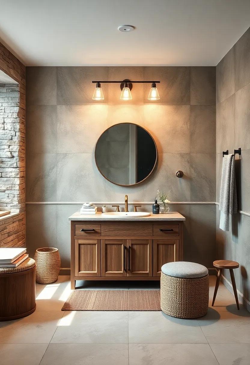 Mixed Metals in Brushed Nickel and Oil-Rubbed Bronze Creating Contrasting Accents Around Vanity