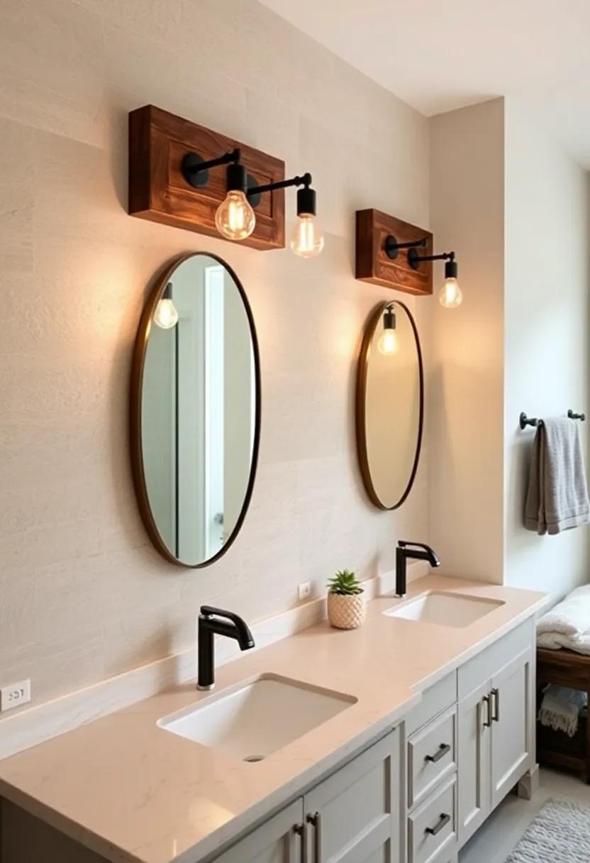 Reclaimed Wood Wall Mounted Vanity Lights with Exposed Bulbs Providing Cozy, Inviting Illumination
