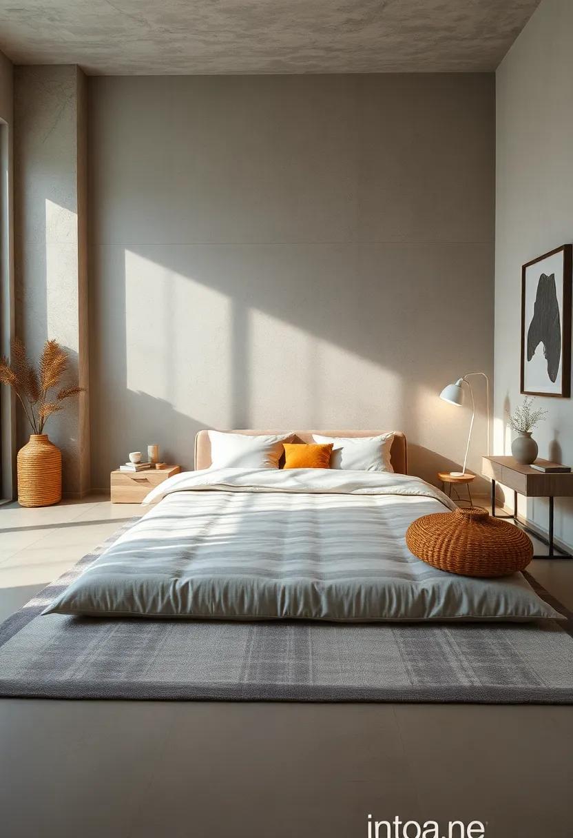 The Balance of Negative Space and Cozy Comfort Around a Floor Mattress in a Modern Bedroom