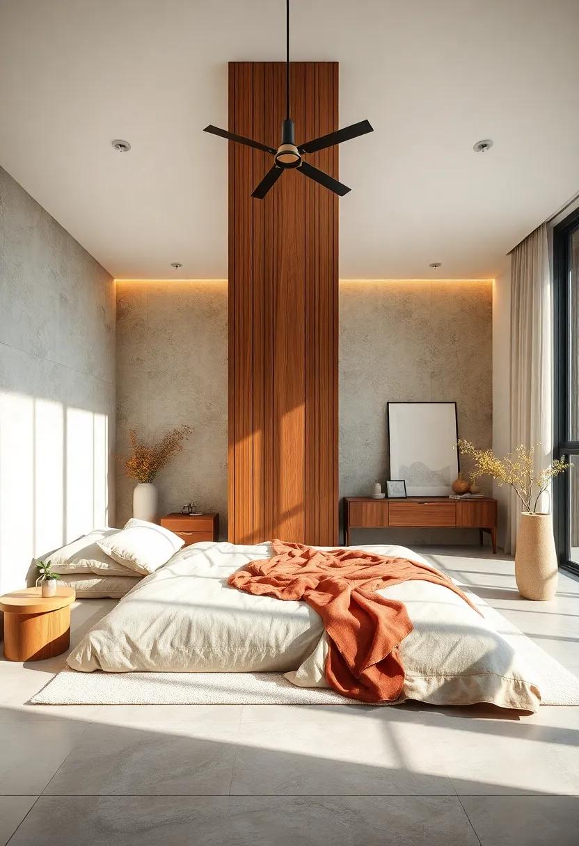 Natural Materials and Earthy Tones Enhancing Serenity in Ultra-Minimalist Bedroom Designs