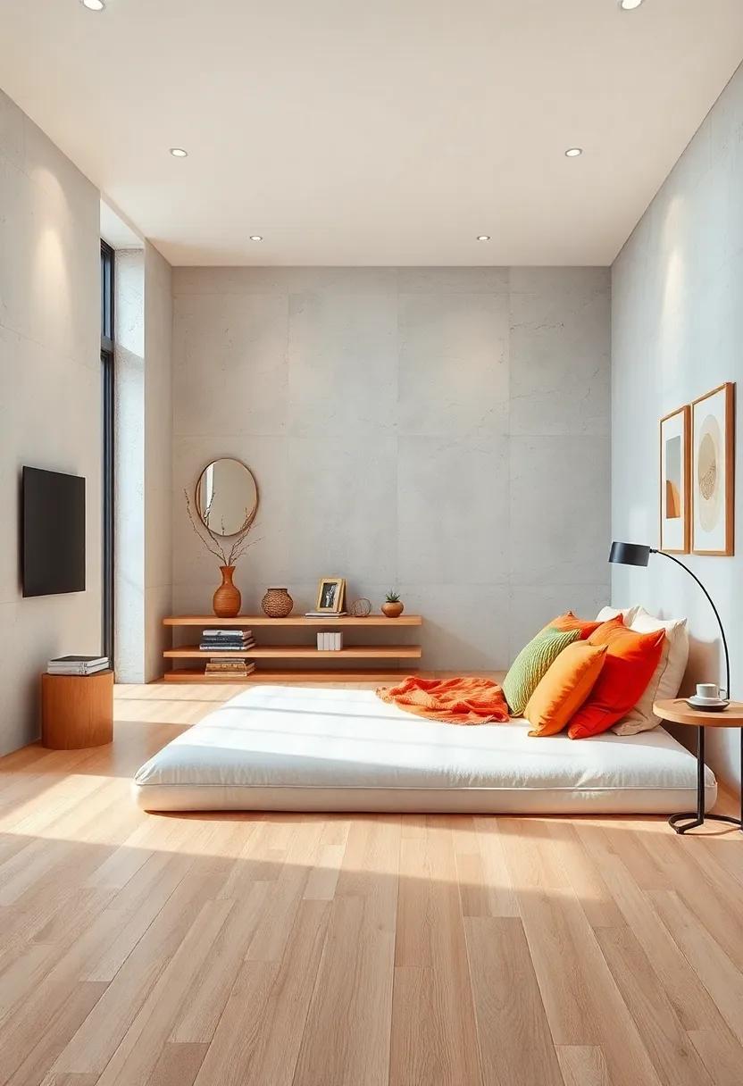 Light Wood Floors Paired With a Low-Profile Floor Mattress for an Airy, Clutter-Free Atmosphere