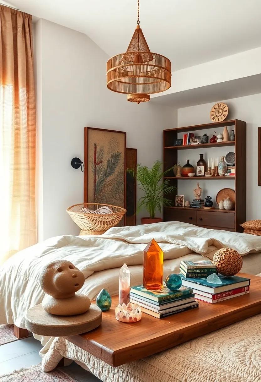Vintage and Modern Furniture Pieces Merged Seamlessly for a Bohemian and Eclectic Styled Bedroom Retreat