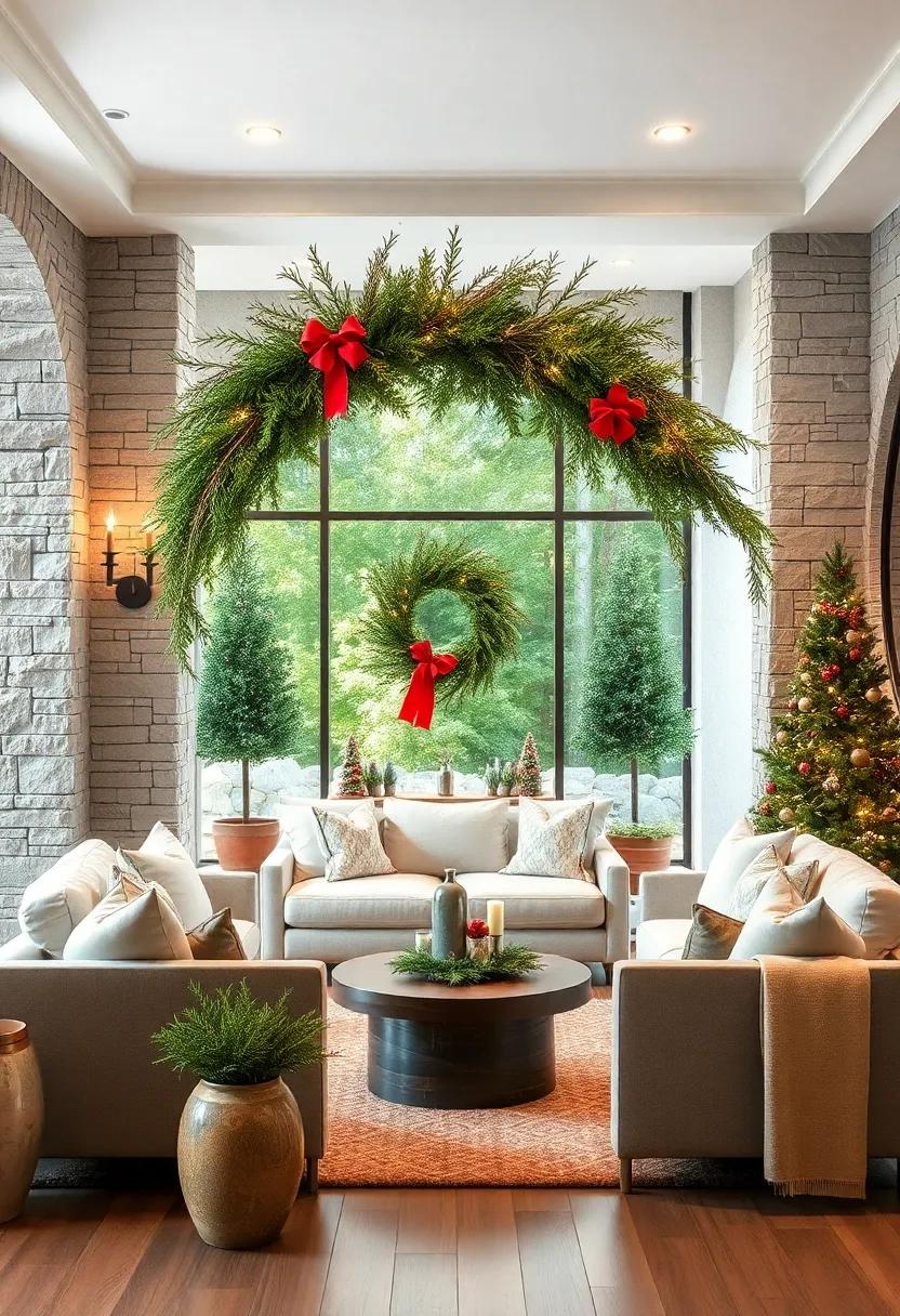 Generous Sprigs of Rosemary Intertwined in a Living Wreath Arch to Add Earthy Depth and Subtle Holiday Fragrance