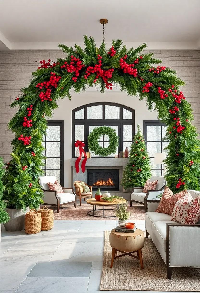 Branching Out With Sprigs of Bright Winterberry Amidst Deep Green Fir, Creating Textural Contrast in Christmas Décor