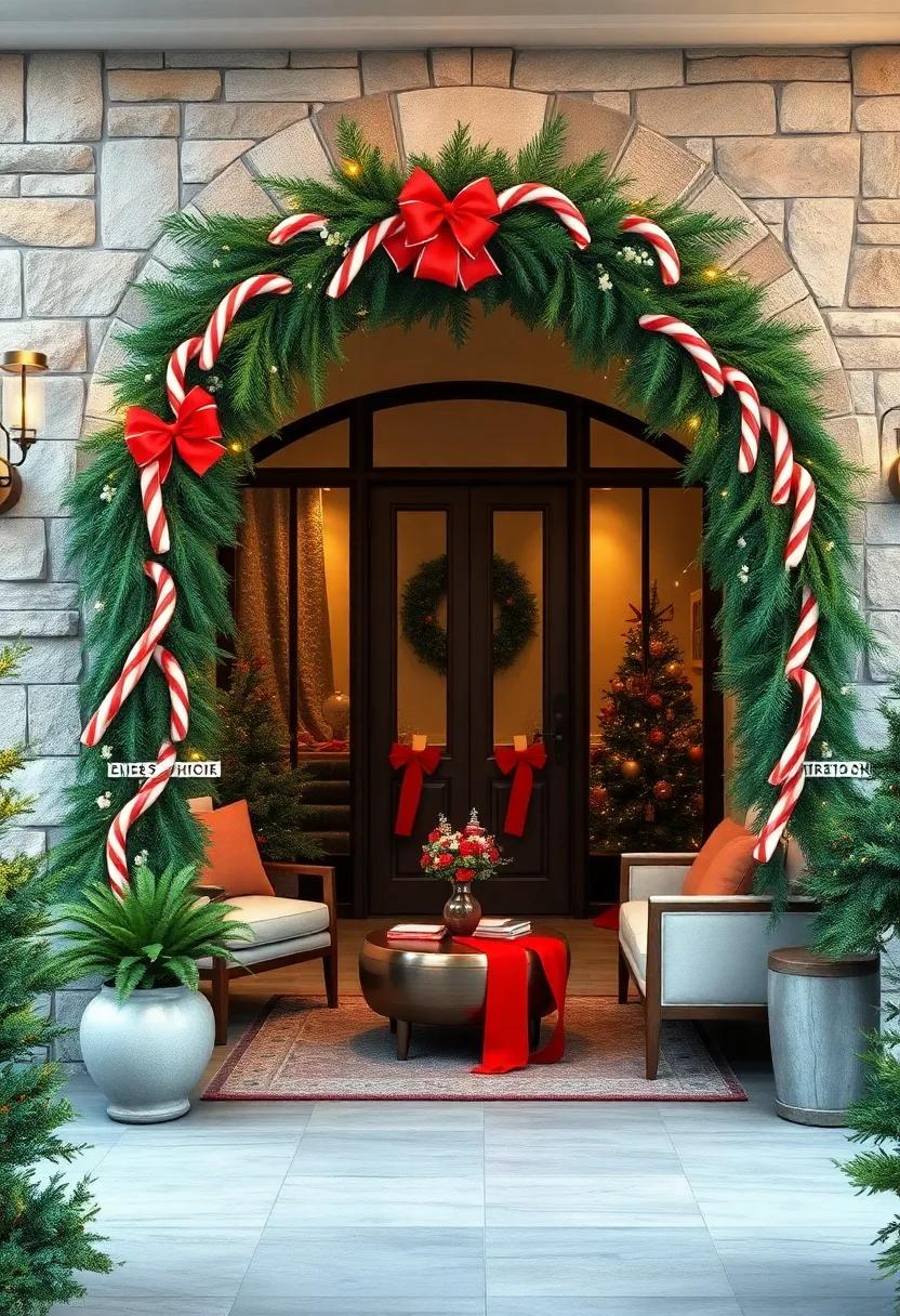 Bursting Red Amaryllis Flowers Nestled at the Base of a Living Wreath Arch Lined With Twinkling Candlelight Effects