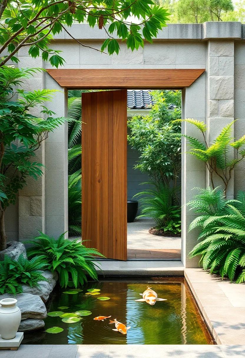 Stone Pathways Winding Through a Crimson Maple Leaf Carpet Leading to an Elegant Tea Garden Entrance