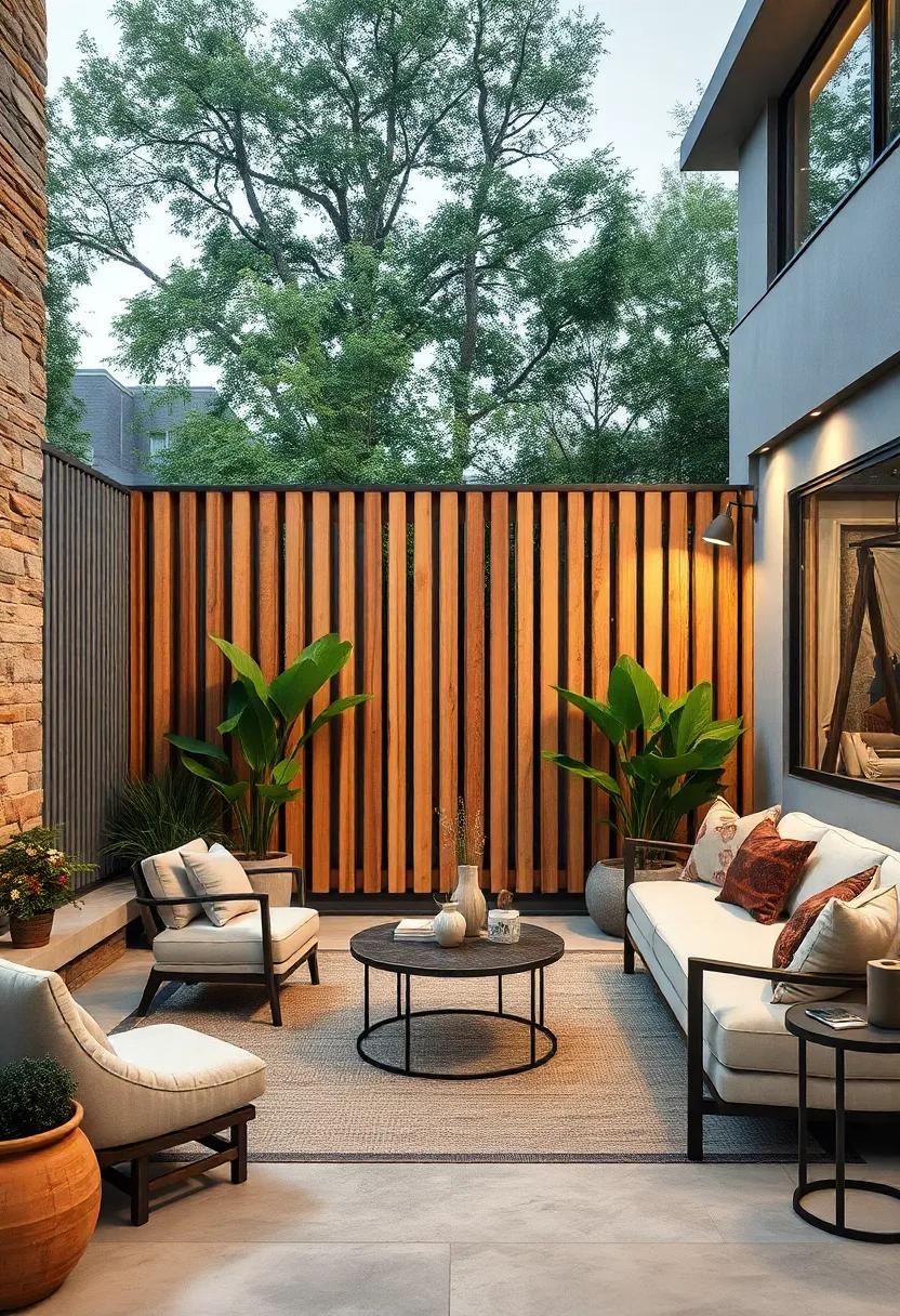 Mixed Material Privacy Fences Blending Corrugated Metal and Warm Wood Slats for Edgy yet Inviting Outdoor Spaces