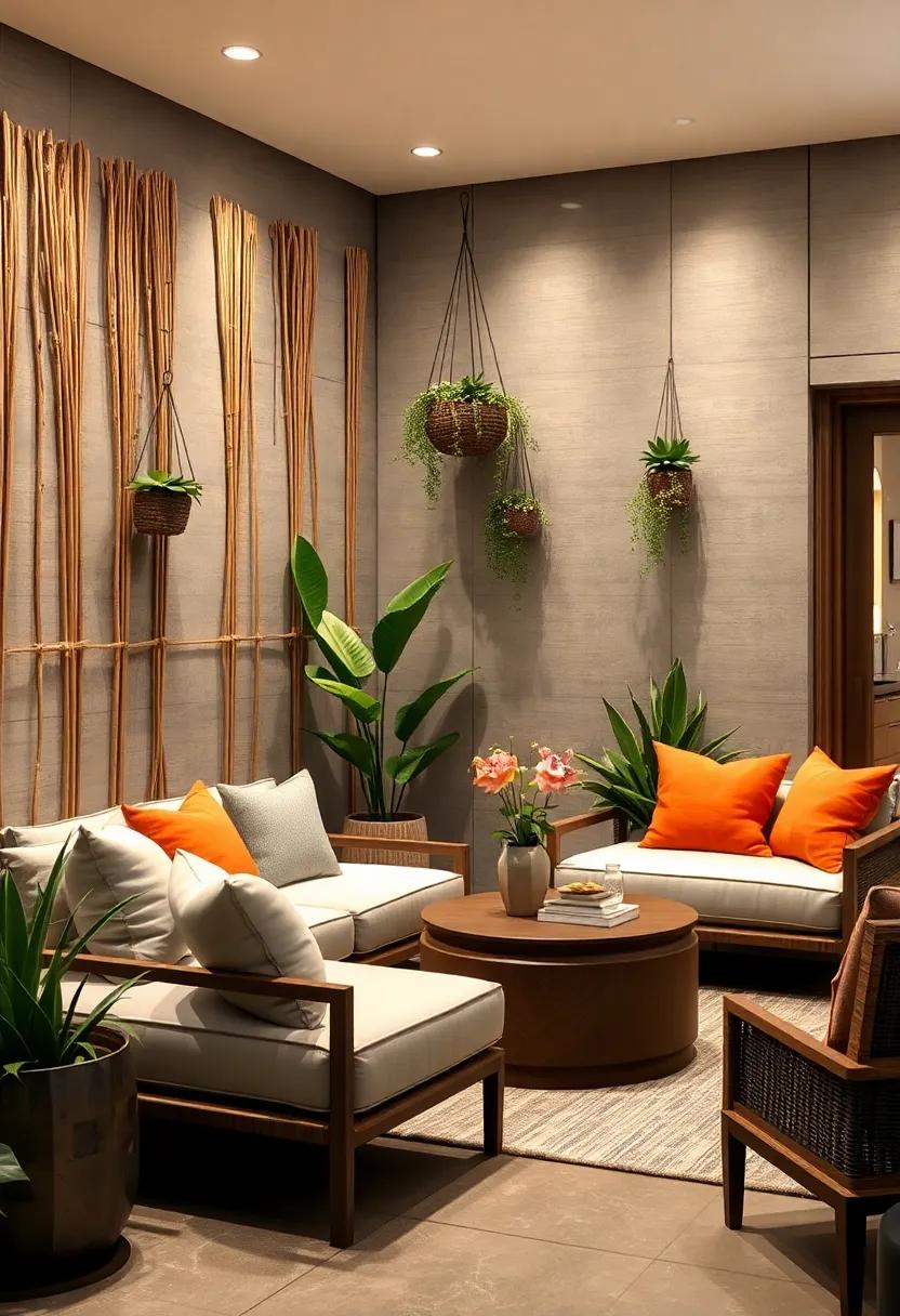 Natural Reed Privacy Screens Coupled With Hanging Succulent Gardens for an Eco-Friendly Front Yard Look