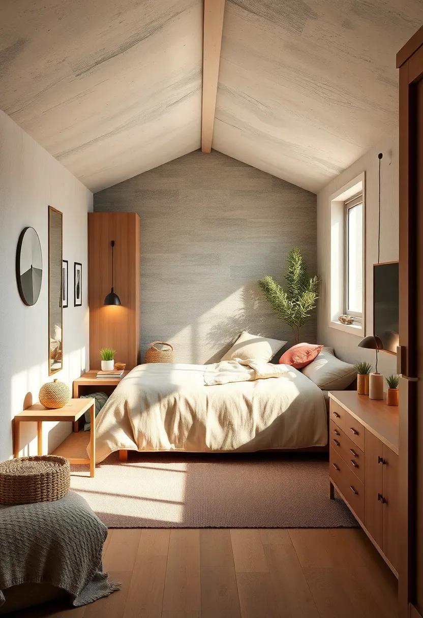 Soft Textures and Layered Fabrics Creating a Warm, Inviting Atmosphere Within a Tiny Sleeping Area