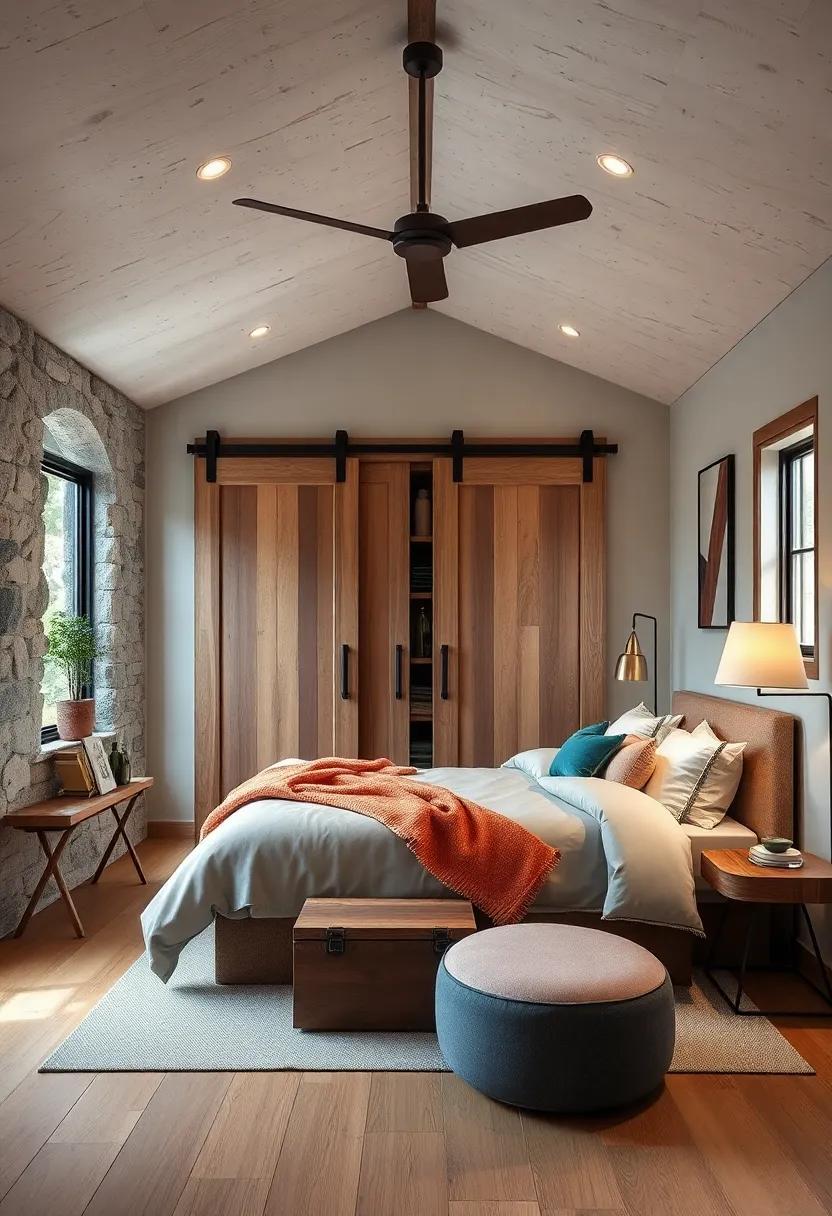 Sliding Barn Doors Adding Rustic Charm While Saving Space in Compact Bedroom Layouts