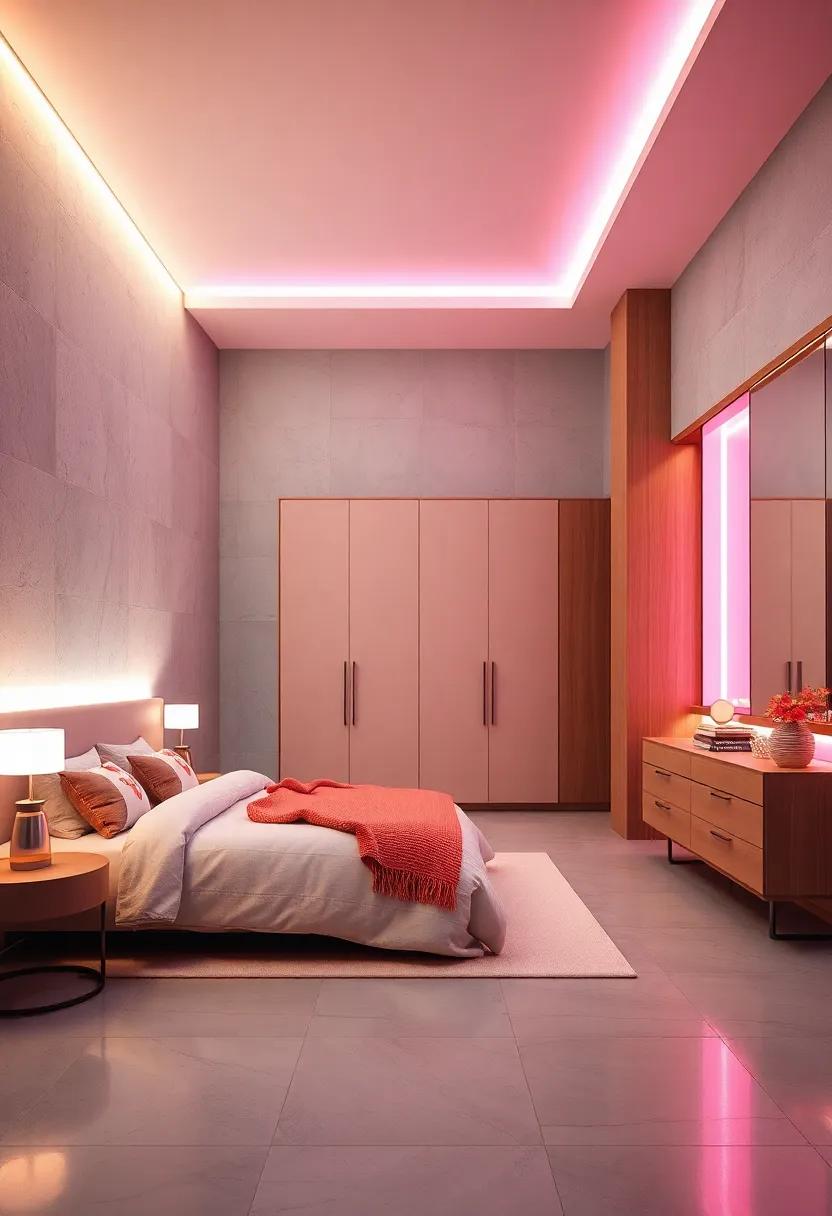 Transparent Nightstands with Neon Accents Adding a Touch of Futuristic Elegance and Illumination