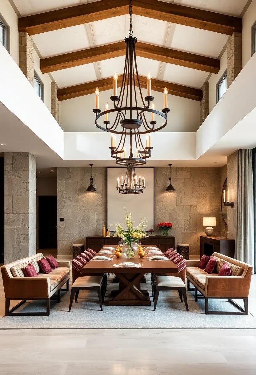 Rustic Iron Chandeliers Balancing Robustness With Refined Taste In Country Mansion Dining Areas