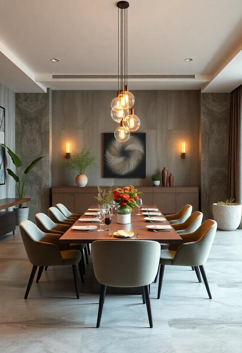 Natural Elements Combined With Warm Edison Bulbs For A Biophilic Approach To Dining Room Illumination