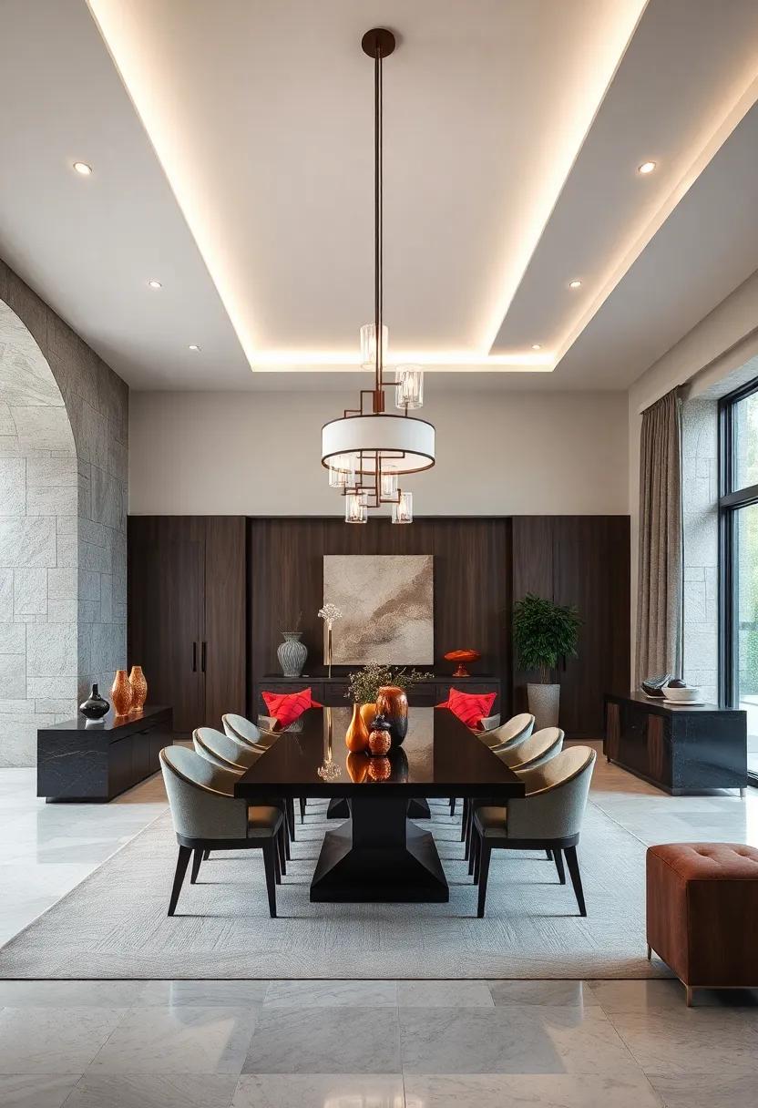 Cool White Lighting Paired With Dark Woods To Emphasize Contrast And Modern Refinement