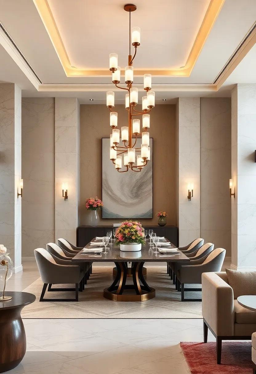 Oversized Drum Pendants Centered Above Long Tables To Inspire Conversation And Cohesion