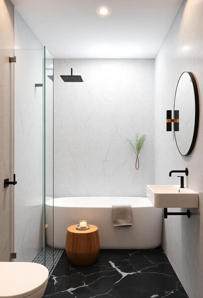 High-Contrast Monochrome Shower Designs Using Black And White Tiles To Deliver Timeless Sophistication