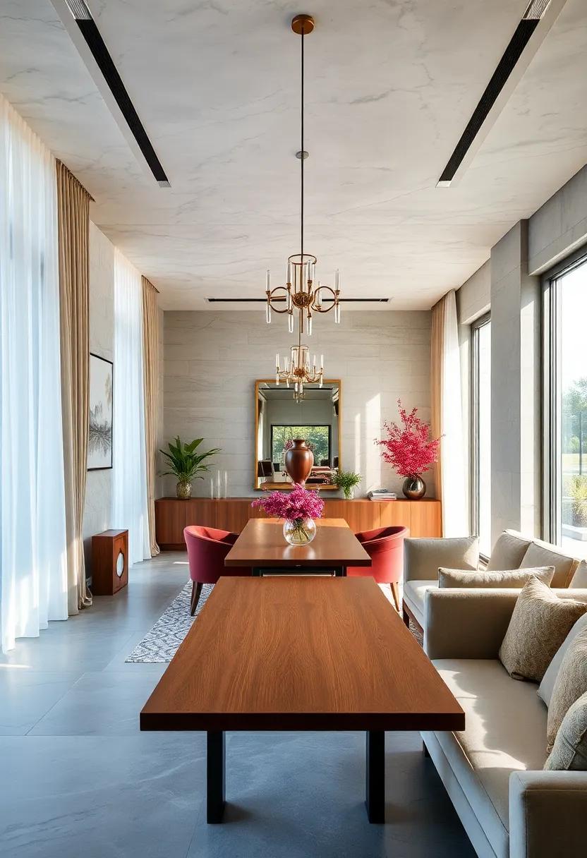 Designing With Natural Light Emphasized Through Sheer Drapes and Strategic Placement of Mirrors for Open Air Feel