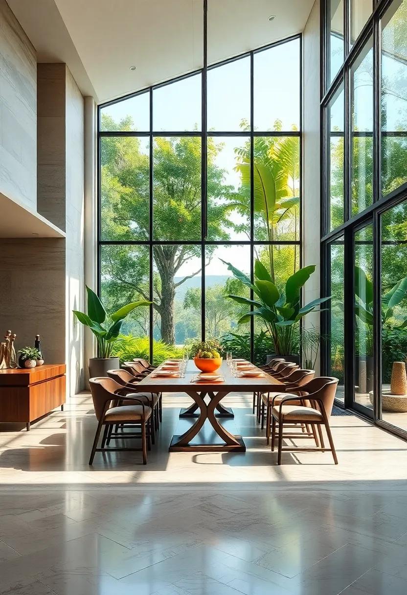 Captivating Glass Chandeliers Casting Dramatic Shadows Over a Minimalist Table Setting in a Polished Space