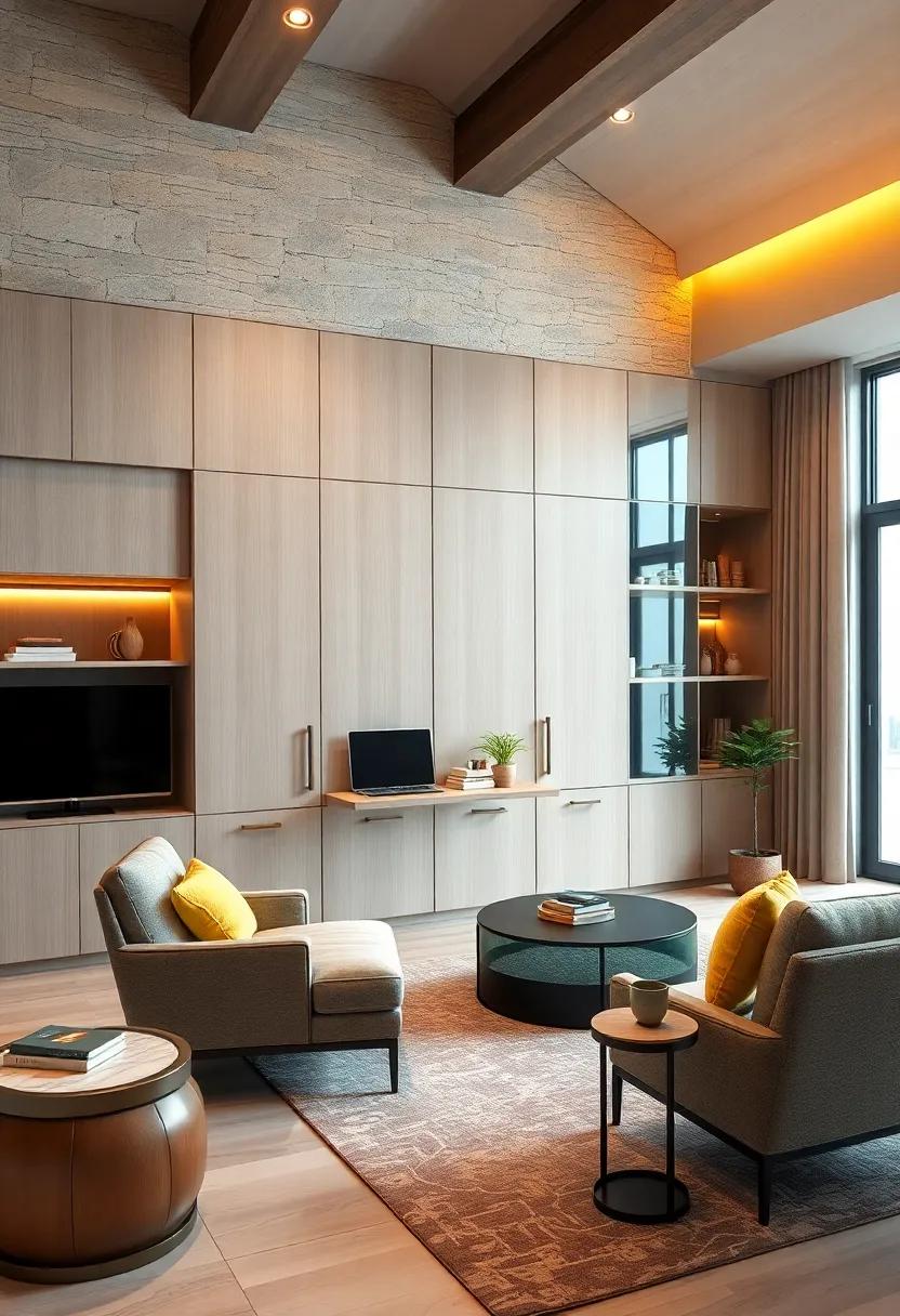 Subtle Color Coordination Between Storage Units And Furniture Enhancing A Cohesive And Calming Work Zone