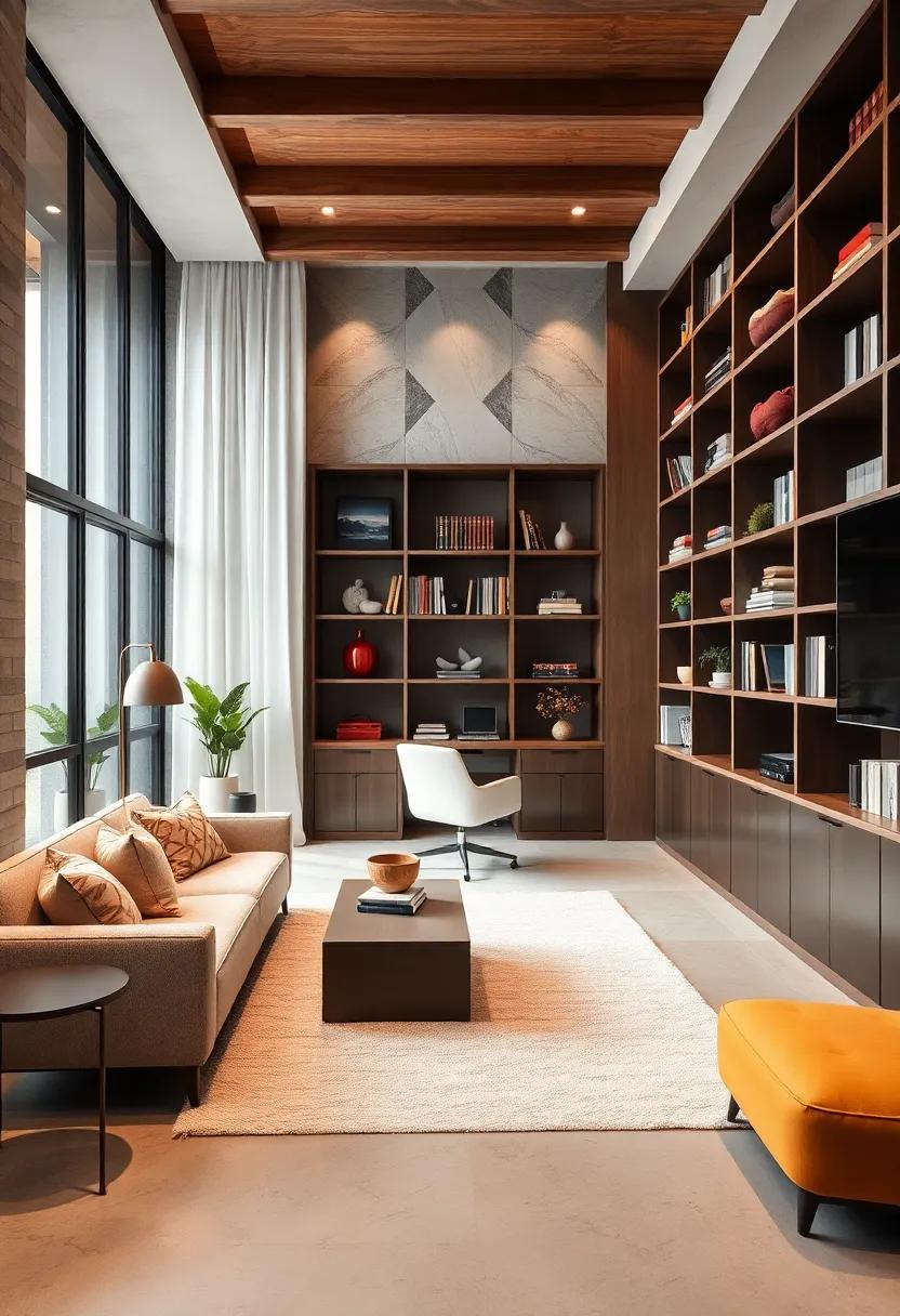 Innovative Use Of Vertical Space Featuring Tall Custom Bookcases With Adjustable Shelving Solutions