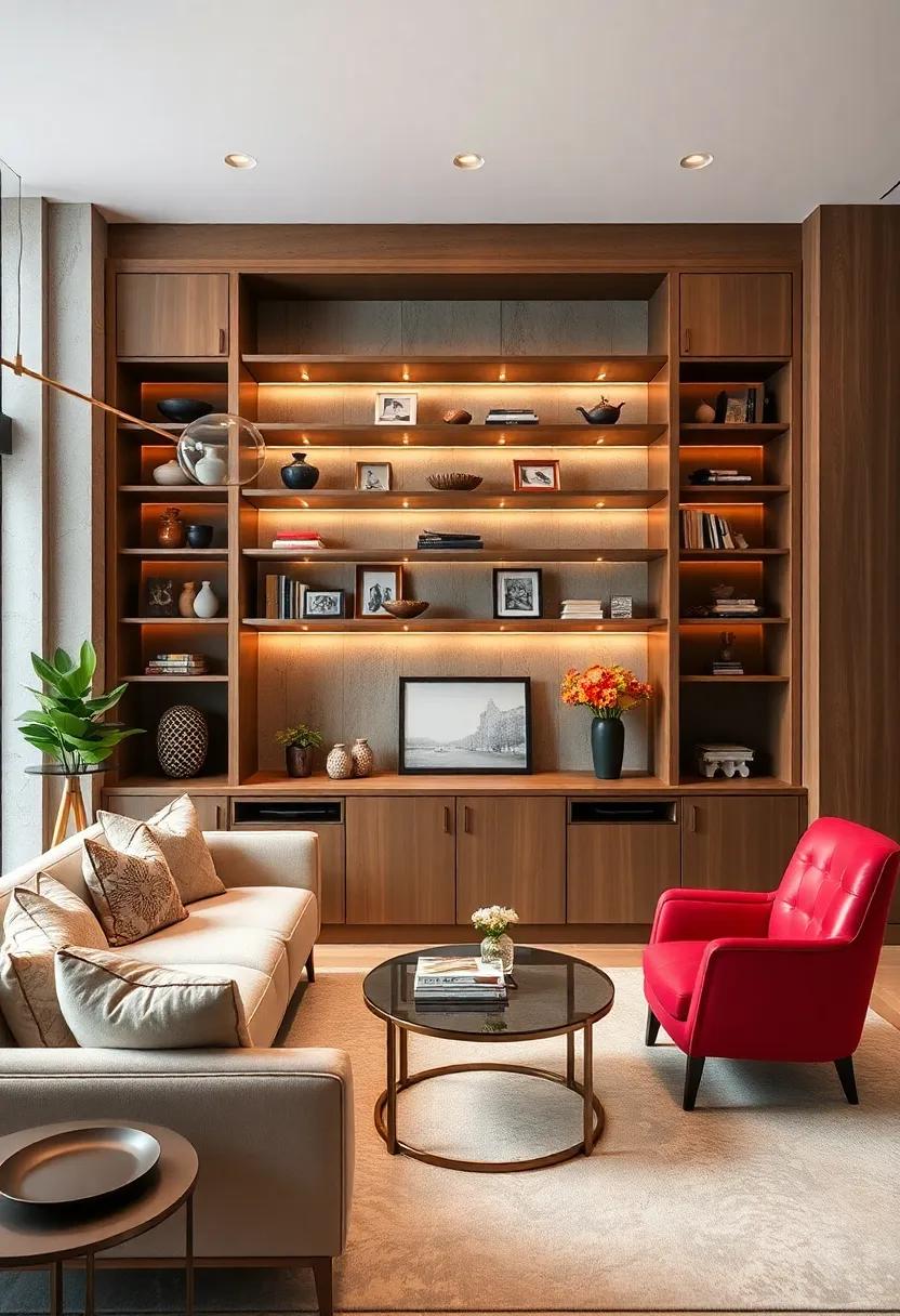 Curated Display Storage Spaces For Personal Mementos And Professional Accents In A High-End Office Setting
