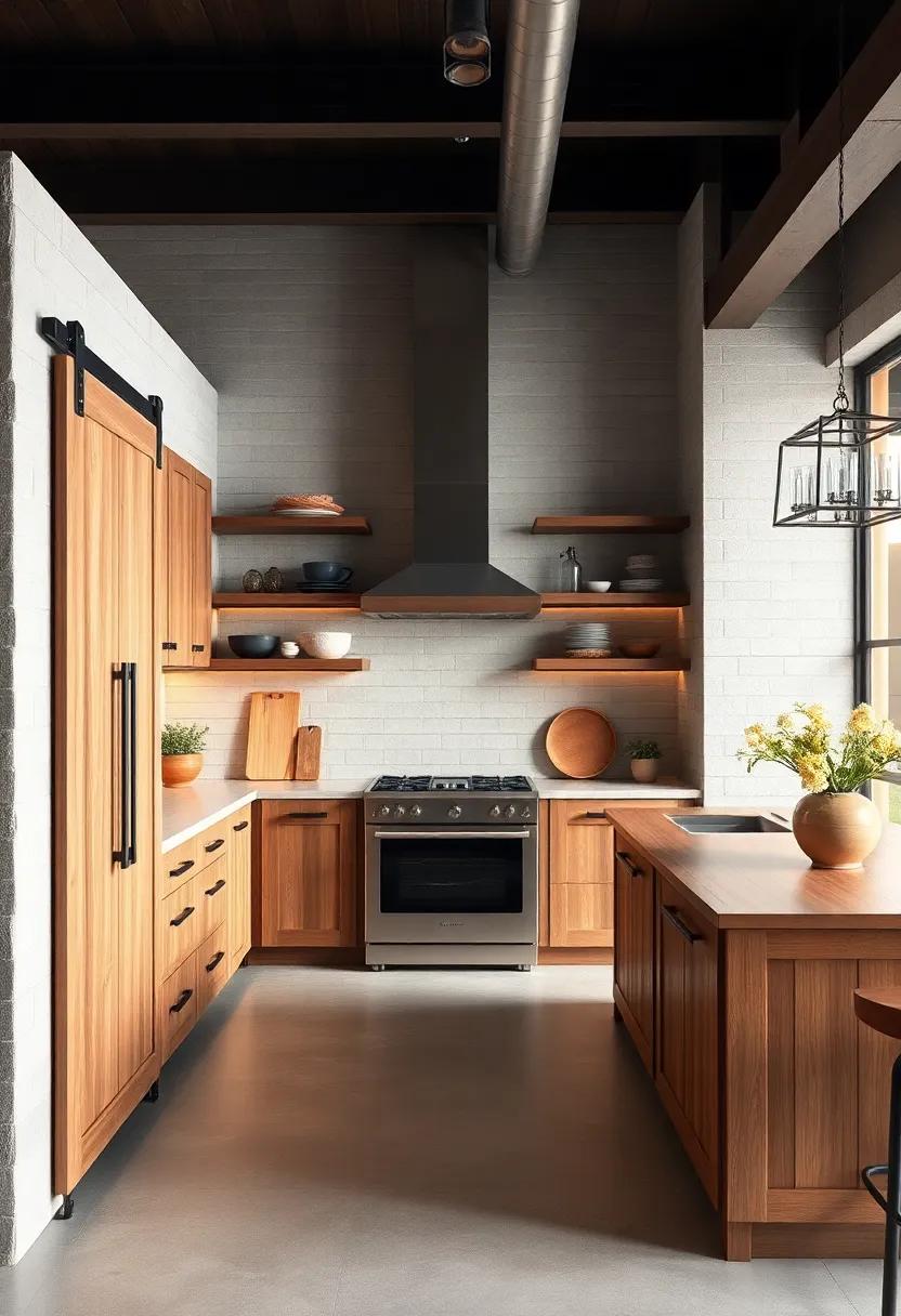 Utilizing Sliding Barn Doors as Cabinet Fronts to Amplify Industrial Kitchen Style