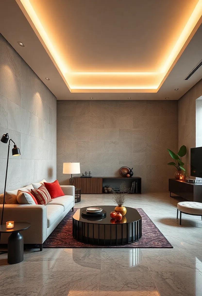 Reflective Surfaces and Layered Lighting Creating Depth and Visual Interest in Minimalist Spaces