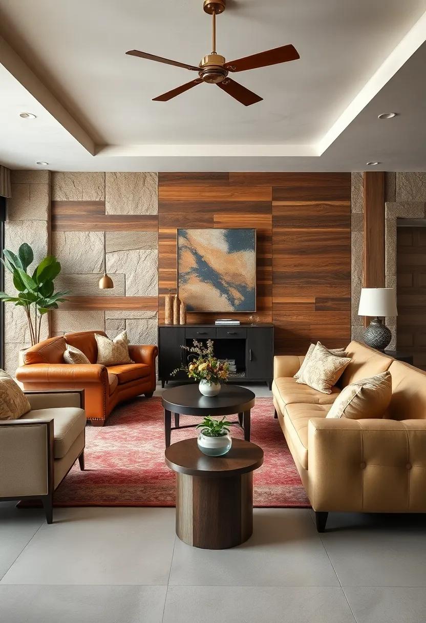 Tactile Contrast Between Smooth Leather and Rough Hedges of Rustic Wood Panels