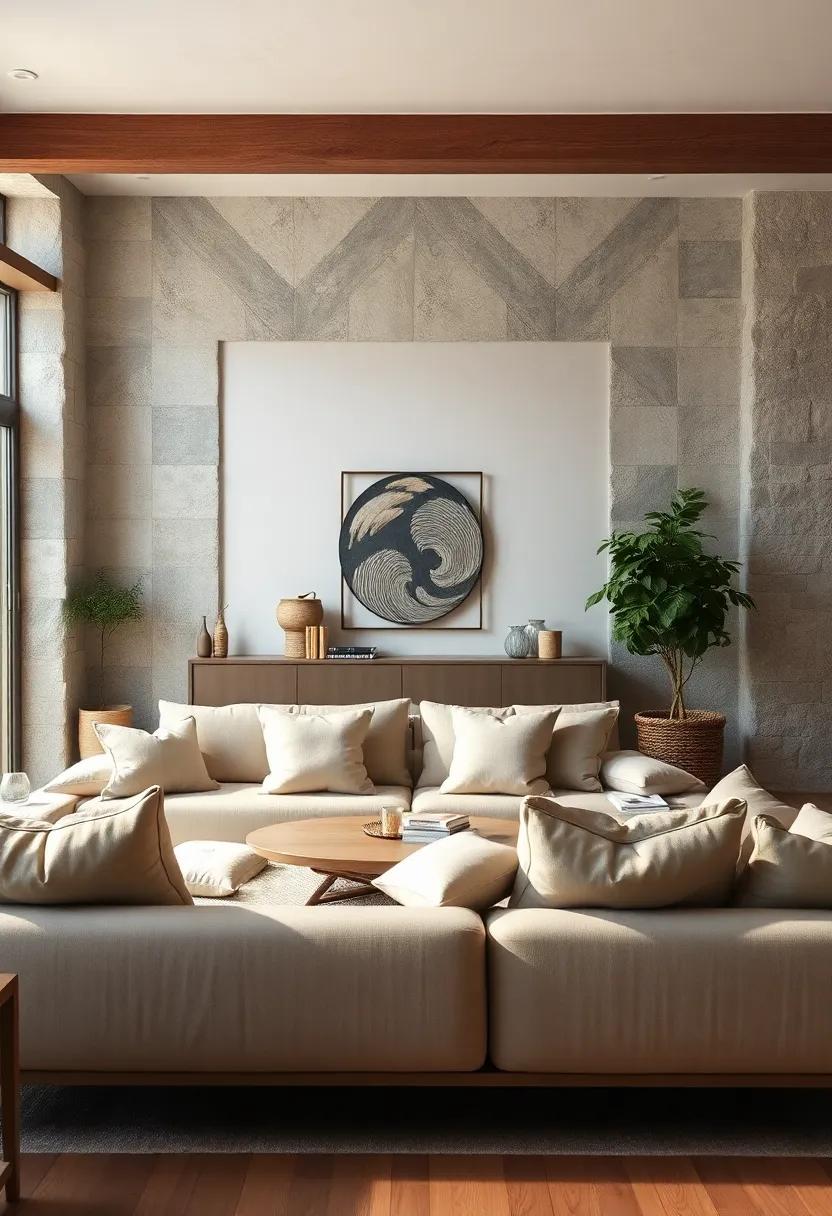 Scandinavian Rustic Style with Minimalist Wooden Framework and Soft Cushions in Muted Neutrals