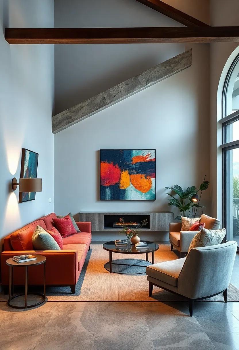 Cozy Nooks Transformed with Vibrant Abstract Art Under The Stairs Creating a Bold Focal Point