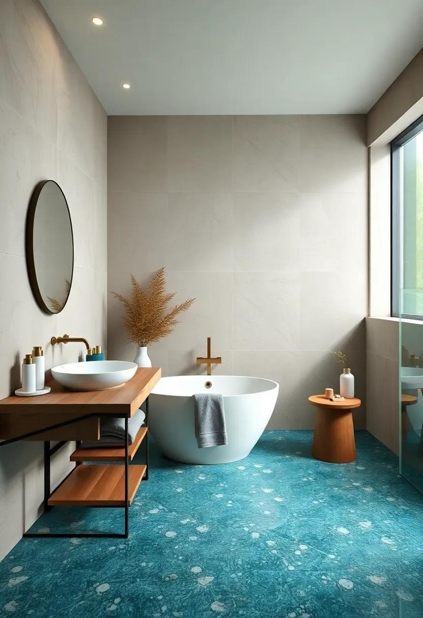 Coastal Calm Bathrooms Flaunting Ocean-Inspired Blue and Green Terrazzo Floor Details