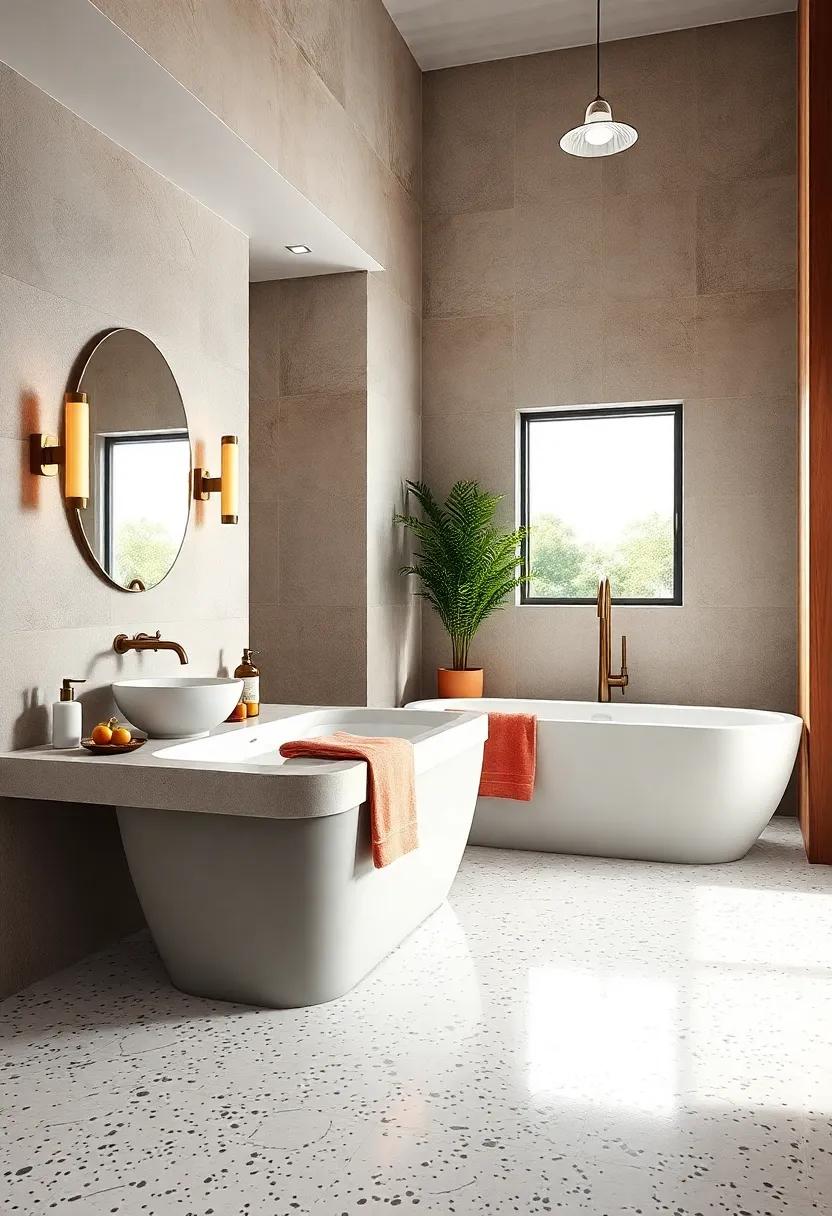 Vintage Charm Bathrooms Highlighting Classic Terrazzo Floors Paired with Retro Fixtures