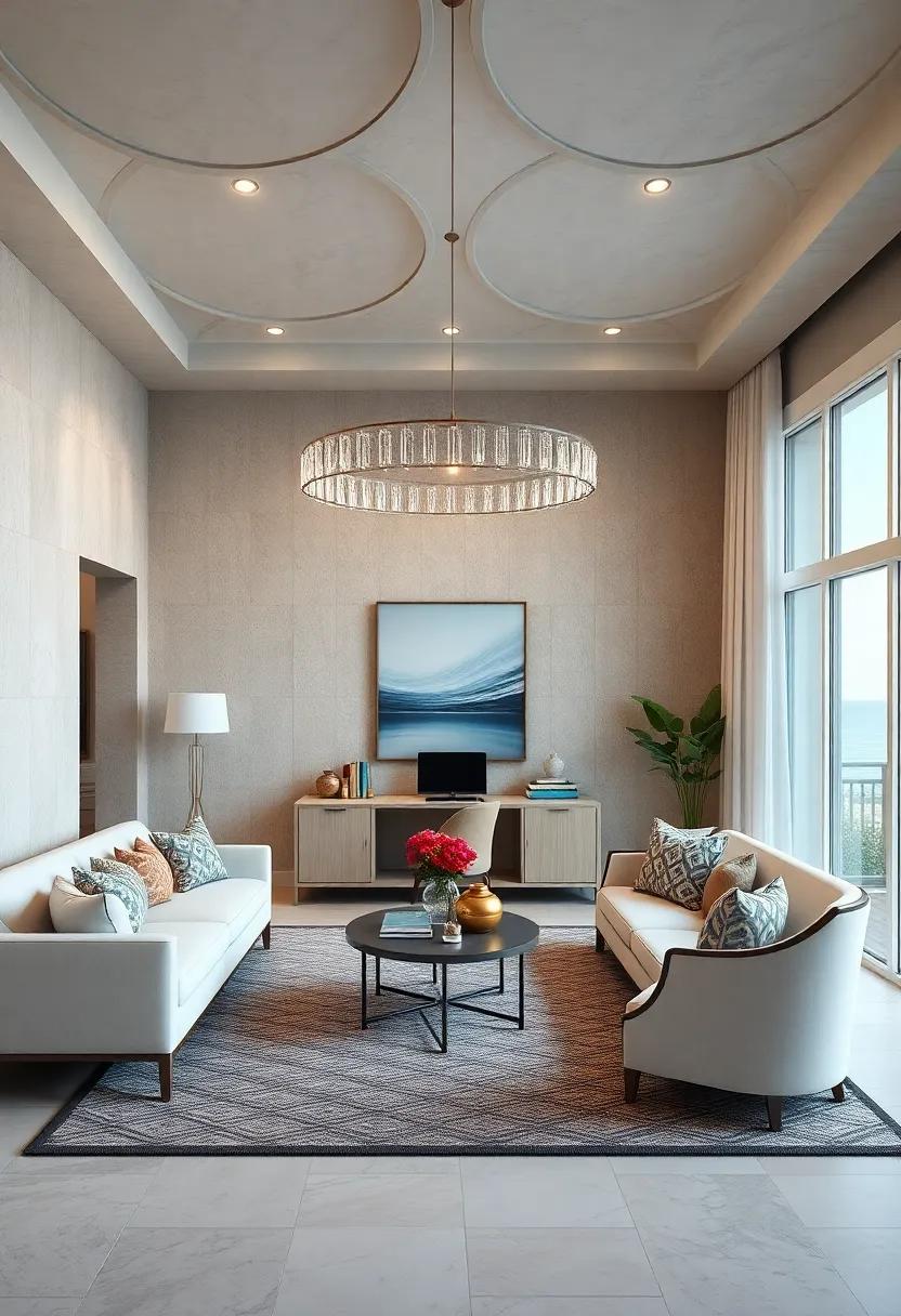 Seaside Serenity Infused with Contemporary Elegance in a Coastal Home Office Setting