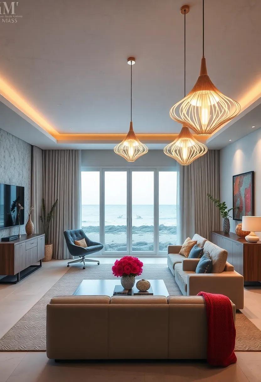 Sculptural Pendant Lamps Inspired by Sea Creatures Casting Ambient Light Across the Room