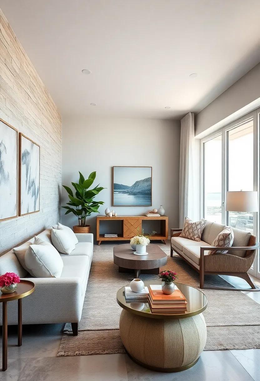 Comfortable Low-Profile Seating with Plush Fabrics That Evoke Quiet Beachside Mornings