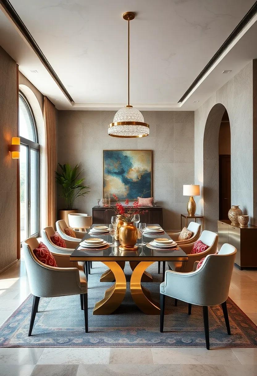 Mixed Metal Decor Combining Steel, Brass, and Copper in Eclectic Dining Rooms