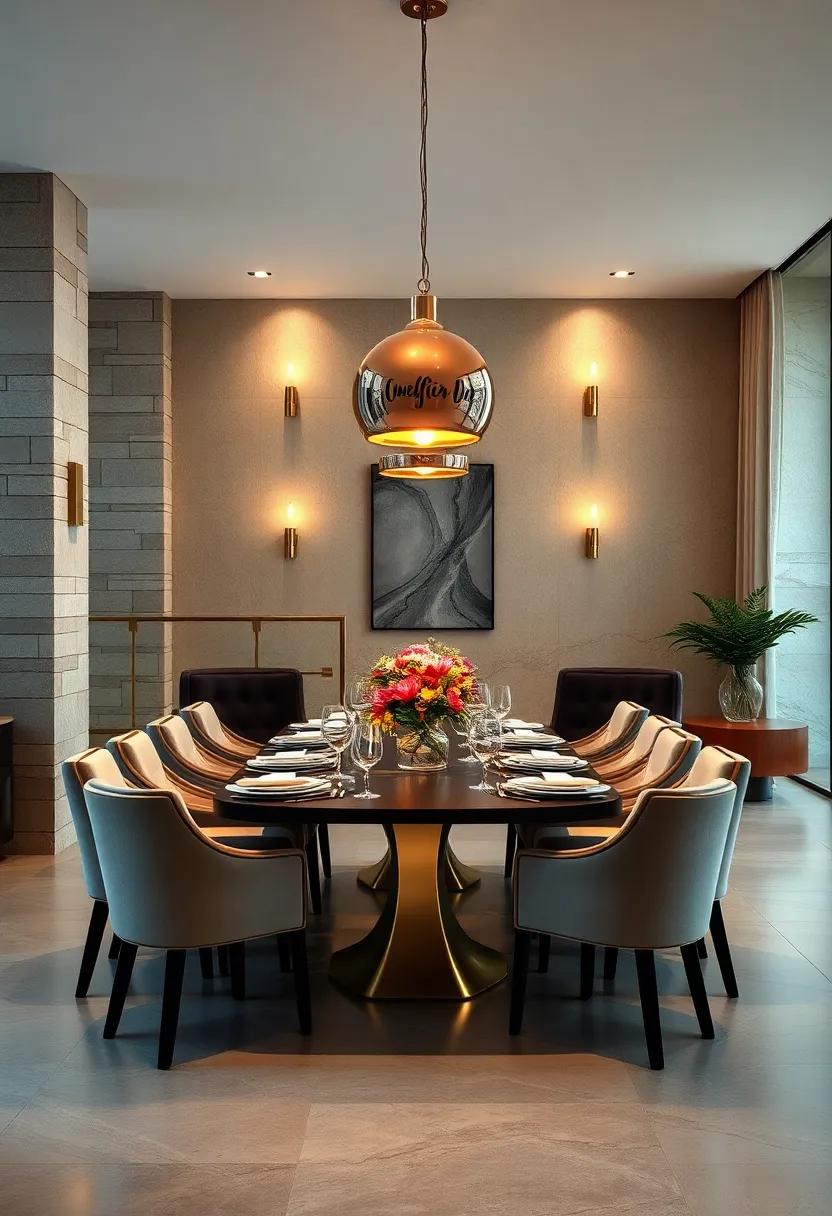 Copper Pendant Lights Casting Warm Radiance Over Sophisticated Dinner Scenes