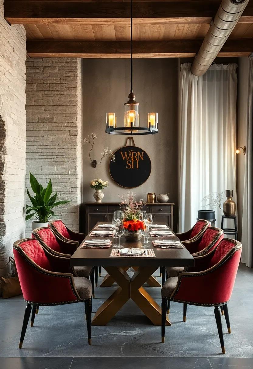Rustic Dining Rooms Enhanced by Distressed Metallic Elements for Industrial Elegance