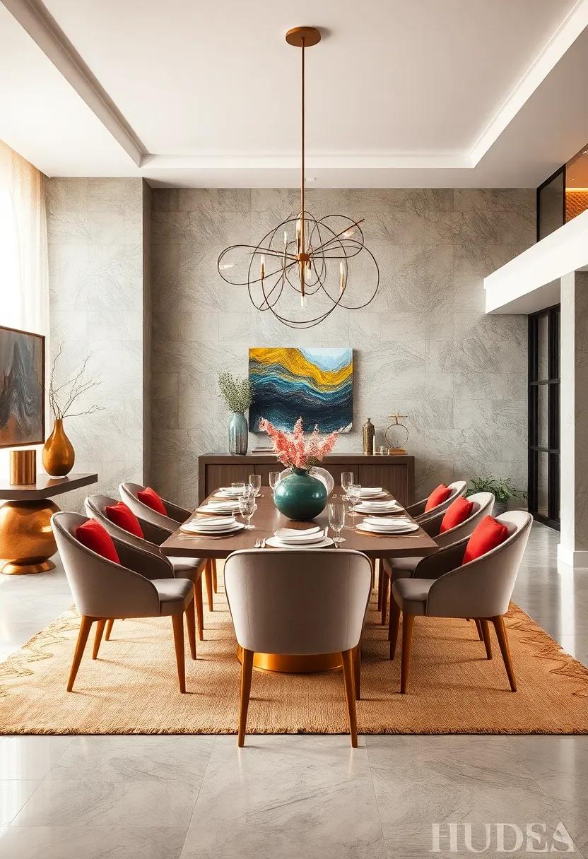 Bronze and Copper Tones Infusing Warmth into Contemporary Dining Spaces