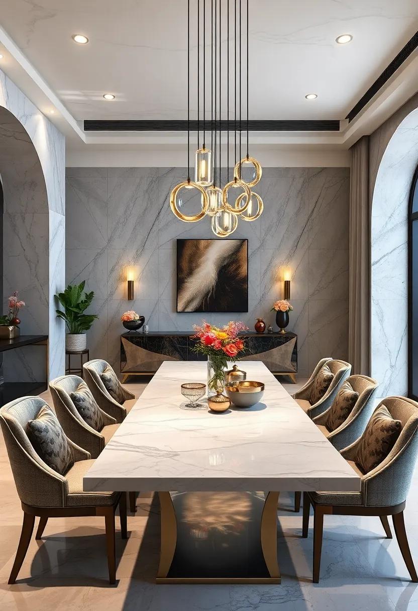 Art Deco Inspired Dining Settings Featuring Bold Metallic Geometric Patterns